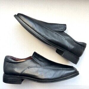 Johnston & Murphy Black Leather Square Toe‎ Slip On Loafer Shoes Men's Size 12